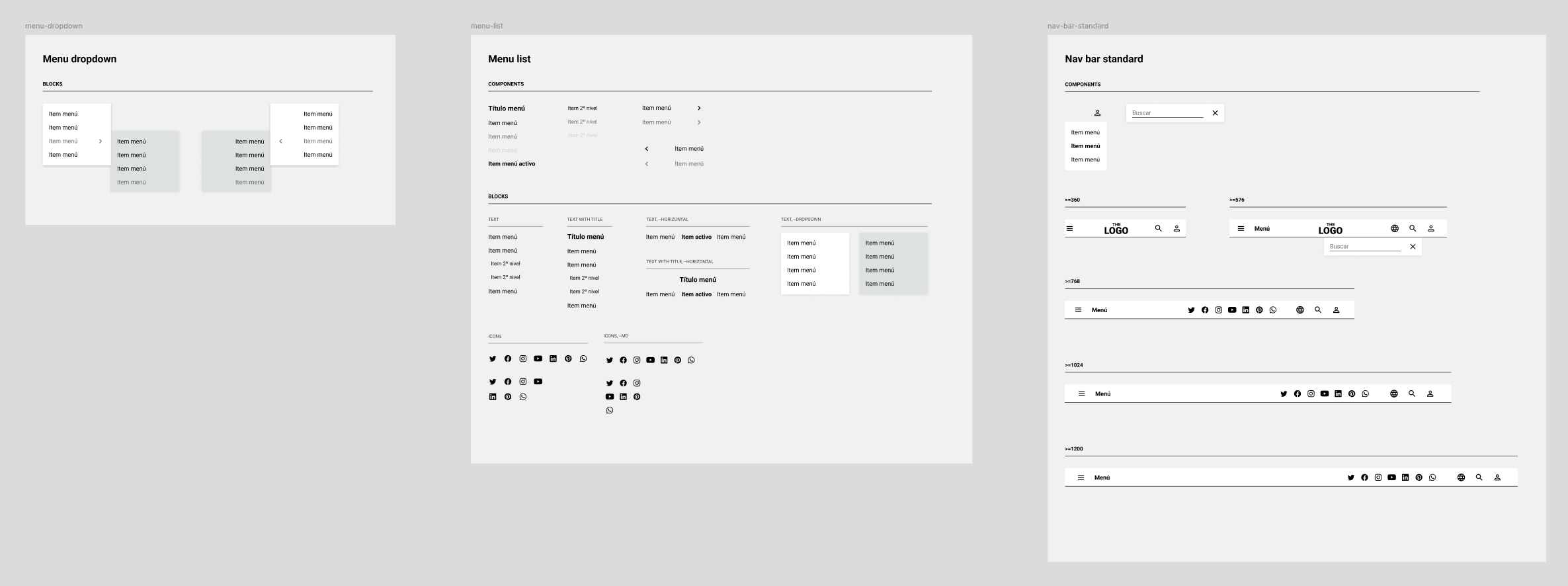 Components. Excerpt from a design system in Figma (pre-variables and variants).